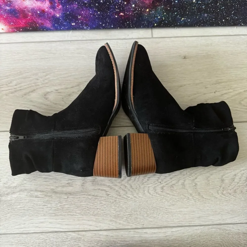 Steve Madden Luisa Black Micro Fiber Boots Girls Sz‎ 3 Big Kid Block Heel
